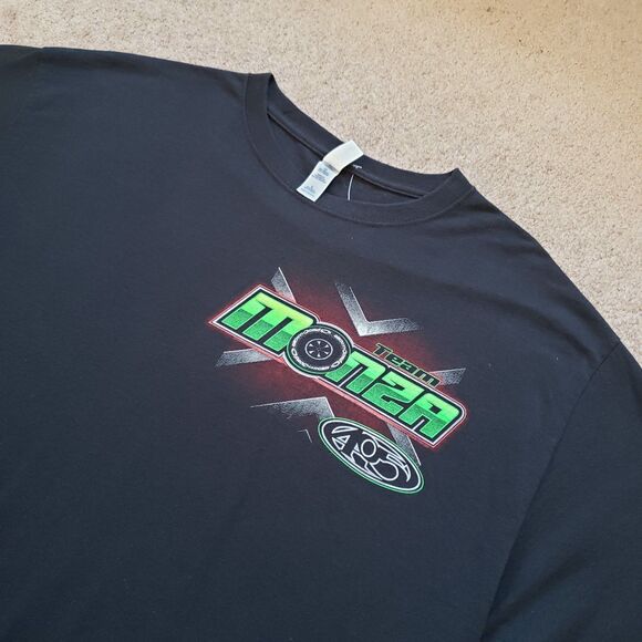 Team Monza Bad Attitude Size Large Mens Sinister 72 Black Double Side T-Shirt - Picture 3 of 6